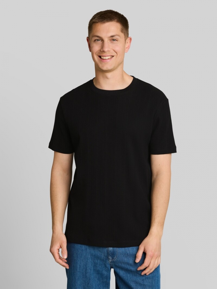 Tom Tailor T-Shirt mit Waffelstruktur - Black Tom Tailor T-Shirt mit Waffelstruktur - Black