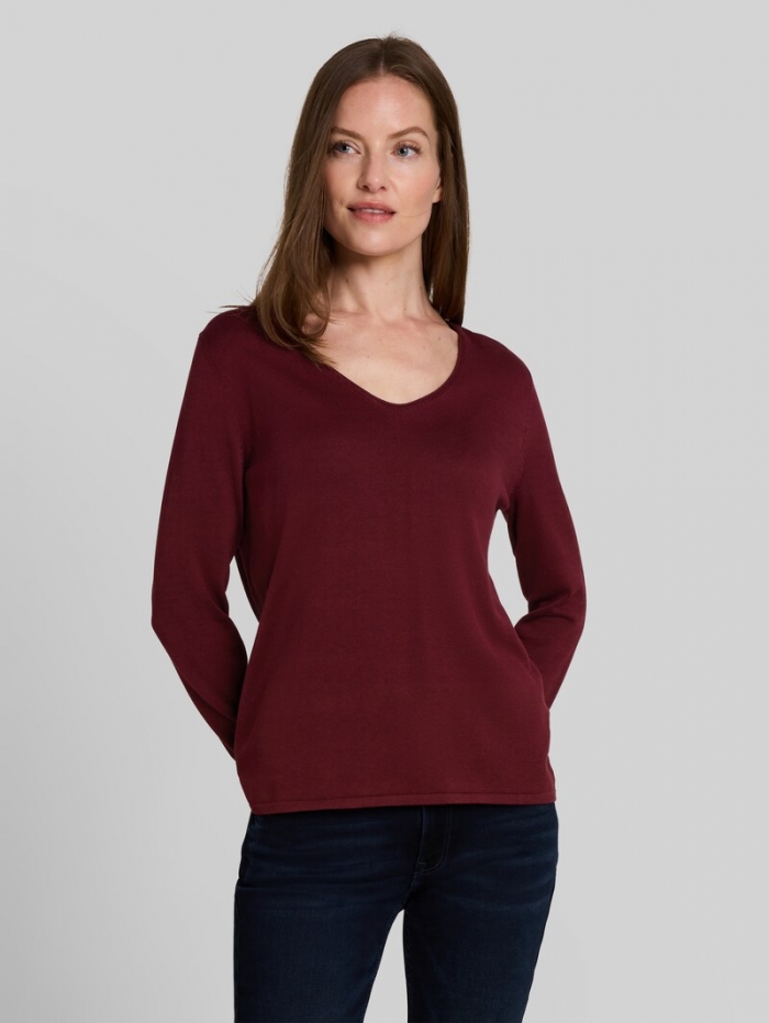 Tom Tailor Strickpullover mit V-Ausschnitt - Preppy Plum Tom Tailor Strickpullover mit V-Ausschnitt - Preppy Plum