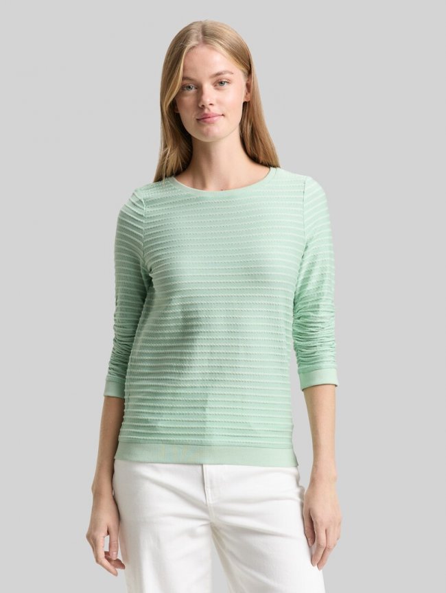 Tom Tailor Sweatshirt mit Streifenmuster - Tonal Green Structure Stripe Tom Tailor Sweatshirt mit Streifenmuster - Tonal Green Structure Stripe