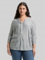 Tom Tailor Plus Size - Henleybluse mit Streifenmuster - Offwhite Navy Vertical Stripe Tom Tailor Plus Size - Henleybluse mit Streifenmuster - Offwhite Navy Vertical Stripe