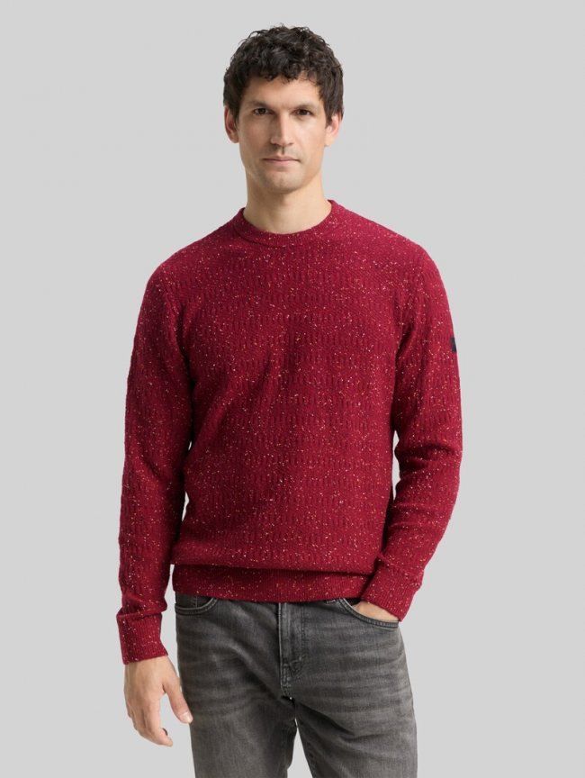 Tom Tailor Strickpullover mit Rundhalsausschnitt - Bordeaux Multicolor Neps Tom Tailor Strickpullover mit Rundhalsausschnitt - Bordeaux Multicolor Neps