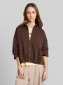 Tom Tailor Loose Fit Scuba Sweatjacke mit Stehkragen - Cool Dark Brown