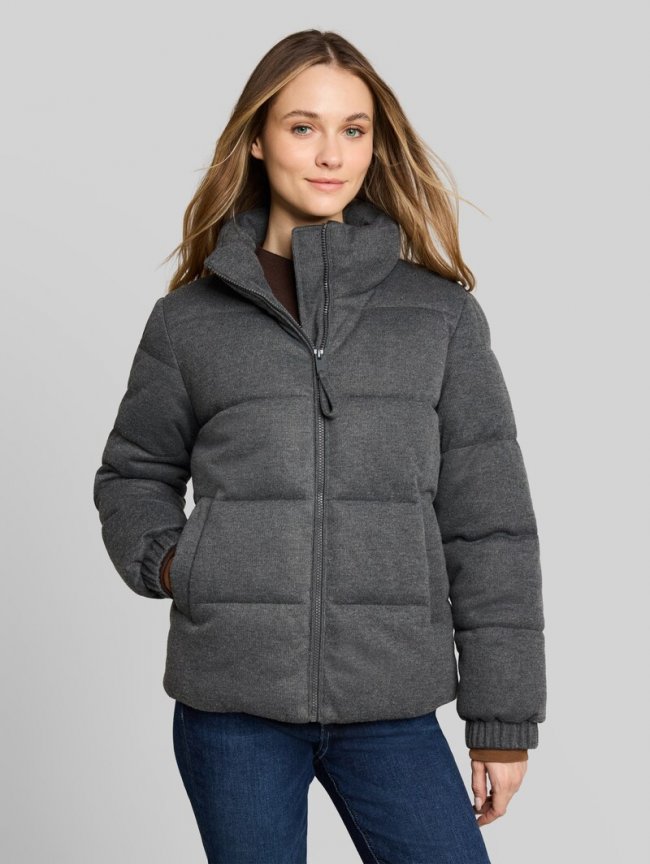 Tom Tailor Cosy Puffer-Jacke mit Stehkragen - Dark Coal Grey Melange Tom Tailor Cosy Puffer-Jacke mit Stehkragen - Dark Coal Grey Melange