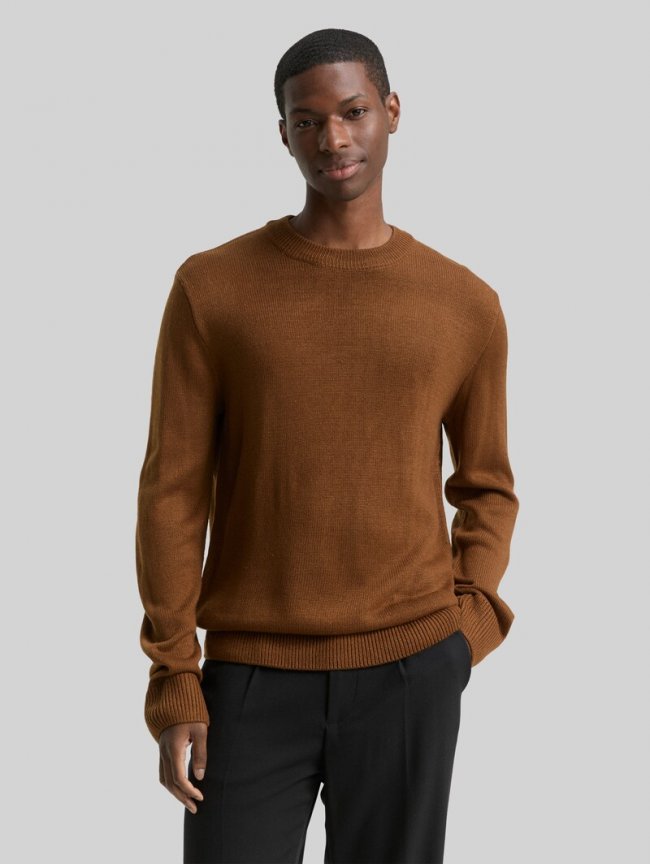 Tom Tailor Strickpullover mit Rundhalsausschnitt - Golden Clay Tom Tailor Strickpullover mit Rundhalsausschnitt - Golden Clay