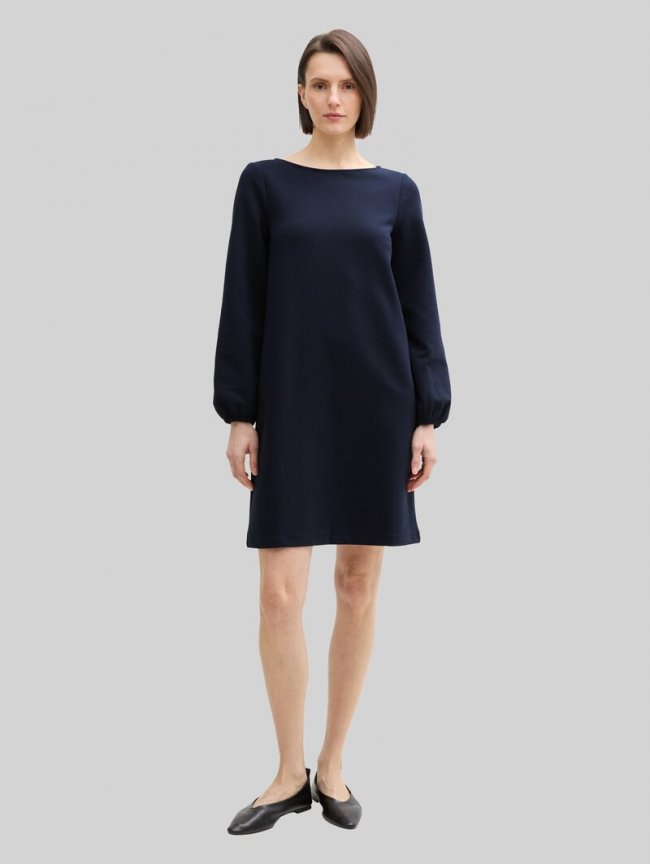 Tom Tailor Knielanges Kleid mit Struktur - Sky Captain Blue Tom Tailor Knielanges Kleid mit Struktur - Sky Captain Blue