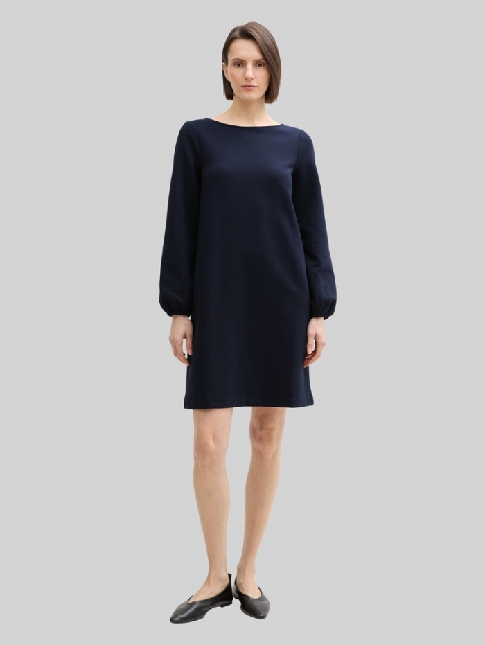 Tom Tailor Knielanges Kleid mit Struktur - Sky Captain Blue Tom Tailor Knielanges Kleid mit Struktur - Sky Captain Blue