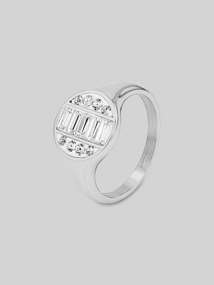 Tom Tailor Ring aus Edelstahl - Stein Preciosa weiß - Silver Tom Tailor Ring aus Edelstahl - Stein Preciosa weiß - Silver