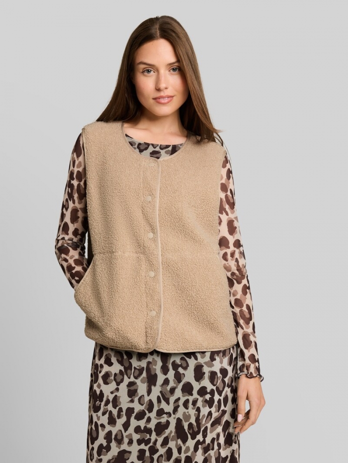 Tom Tailor Boxy Fit Teddy Weste mit Taschen - Gravel Beige Tom Tailor Boxy Fit Teddy Weste mit Taschen - Gravel Beige