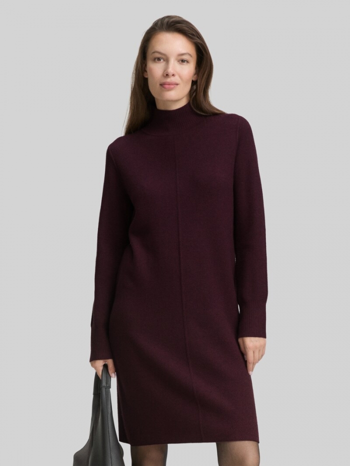 Tom Tailor Strickkleid mit Stehkragen - Dark Red Mélange Tom Tailor Strickkleid mit Stehkragen - Dark Red Mélange