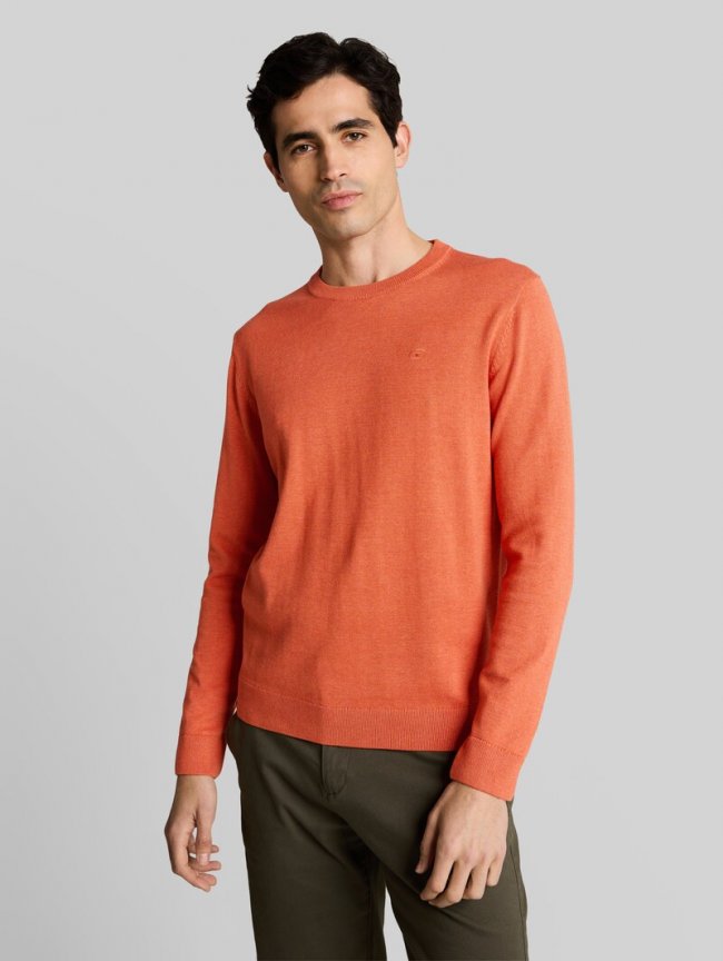 Tom Tailor Basic Strickpullover aus Baumwolle - Chili Orange Melange Tom Tailor Basic Strickpullover aus Baumwolle - Chili Orange Melange