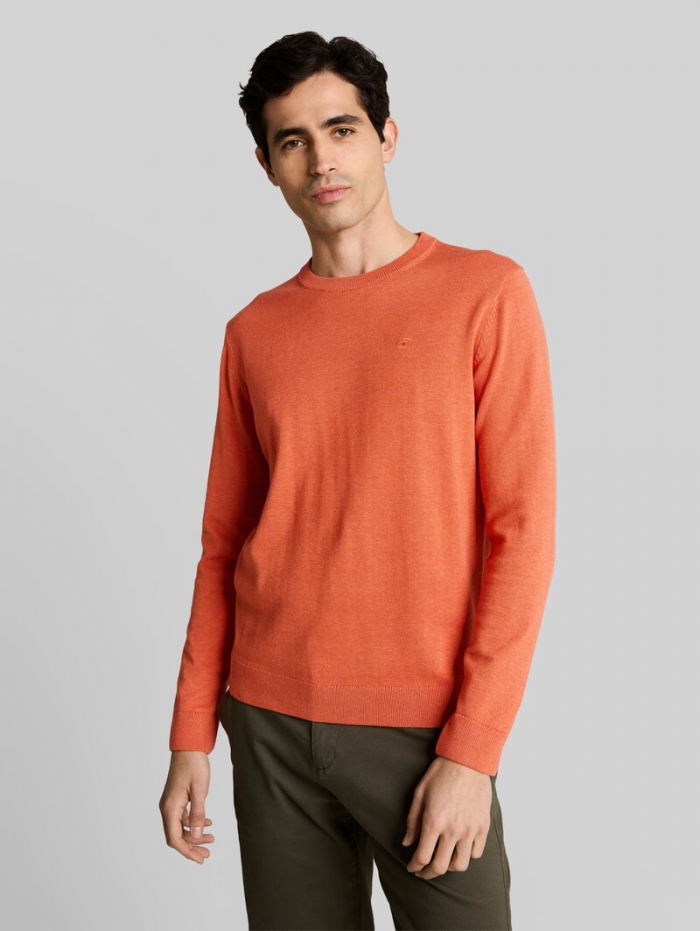 Tom Tailor Basic Strickpullover aus Baumwolle - Chili Orange Melange Tom Tailor Basic Strickpullover aus Baumwolle - Chili Orange Melange