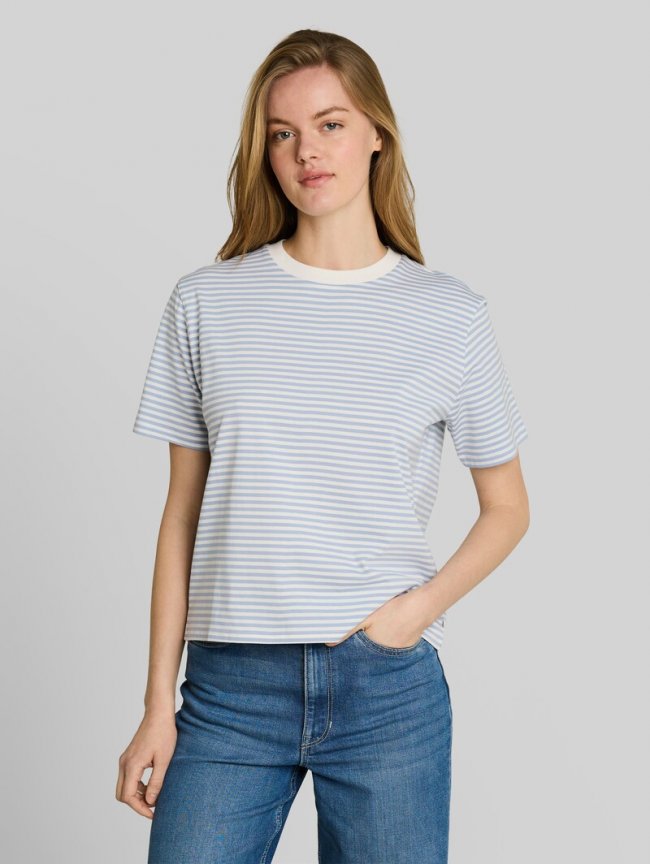 Tom Tailor Boxy Fit T-Shirt - Light Blue White Stripe Tom Tailor Boxy Fit T-Shirt - Light Blue White Stripe