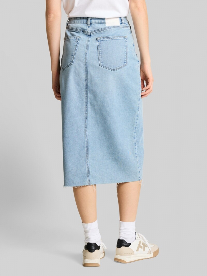 Tom Tailor Midi-Jeansrock mit Schlitz - Used Light Stone Blue Denim Tom Tailor Midi-Jeansrock mit Schlitz - Used Light Stone Blue Denim