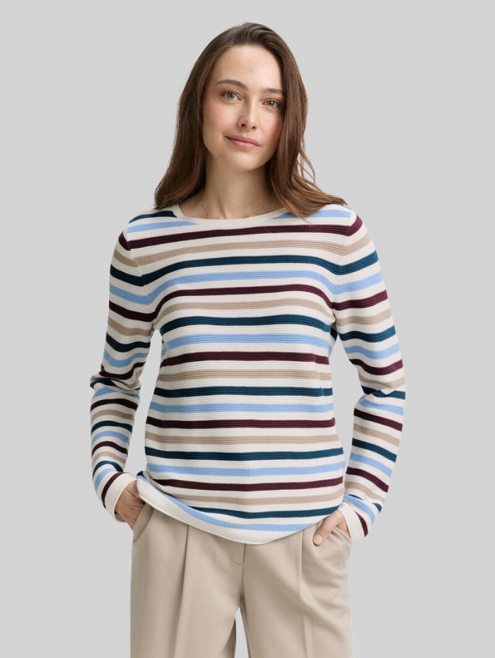 Tom Tailor Strickpullover aus Baumwolle - Teal Colored Ottoman Knit Tom Tailor Strickpullover aus Baumwolle - Teal Colored Ottoman Knit