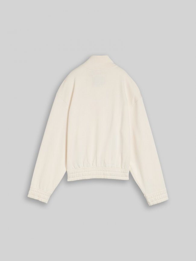 Tom Tailor Sweatjacke mit Stehkragen - Gardenia White Tom Tailor Sweatjacke mit Stehkragen - Gardenia White