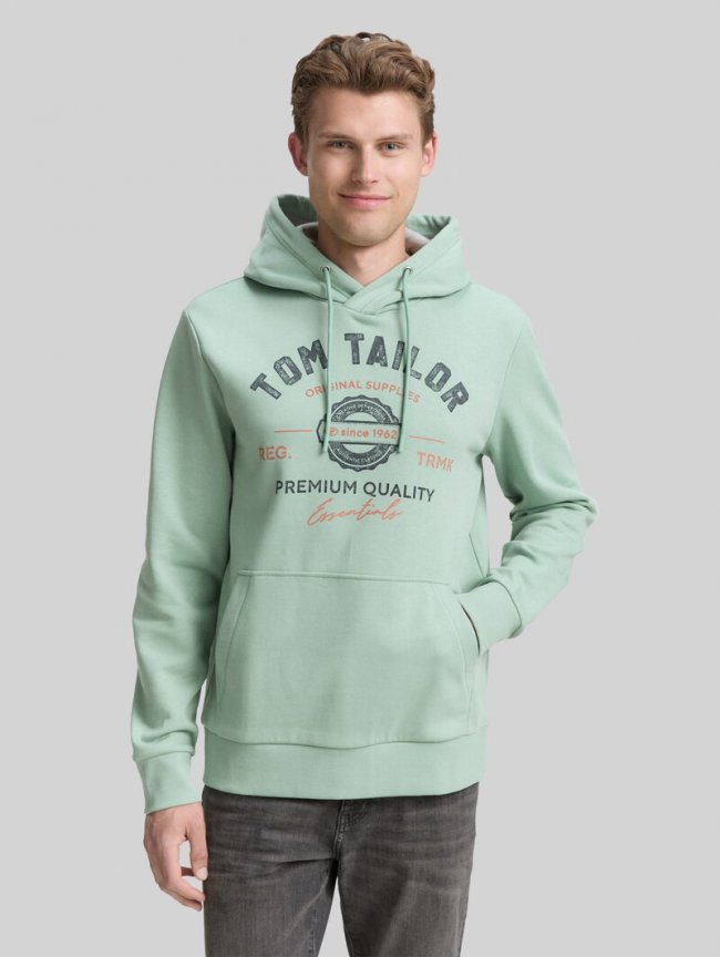 Tom Tailor Hoodie Sweatshirt mit Logo-Print - Dust Green Tom Tailor Hoodie Sweatshirt mit Logo-Print - Dust Green