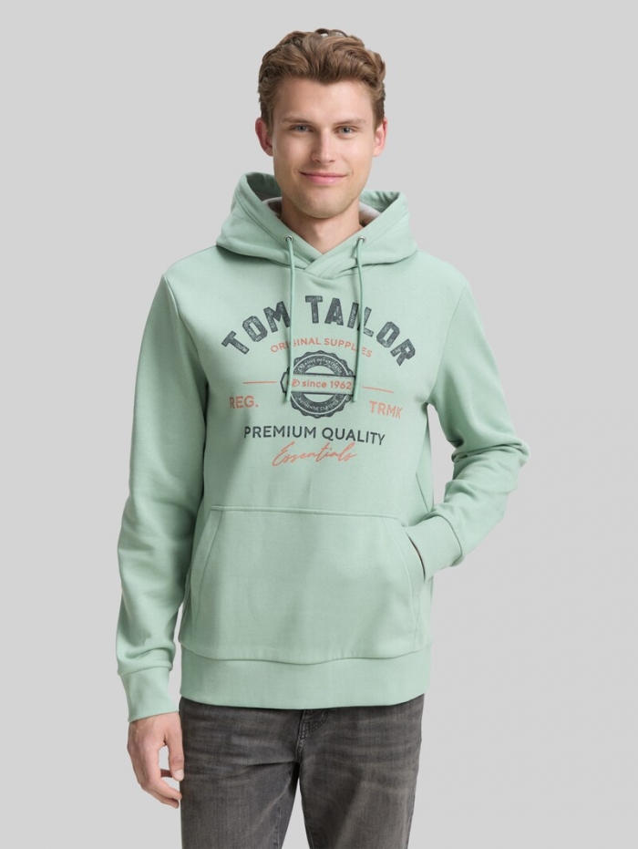 Tom Tailor Hoodie Sweatshirt mit Logo-Print - Dust Green Tom Tailor Hoodie Sweatshirt mit Logo-Print - Dust Green