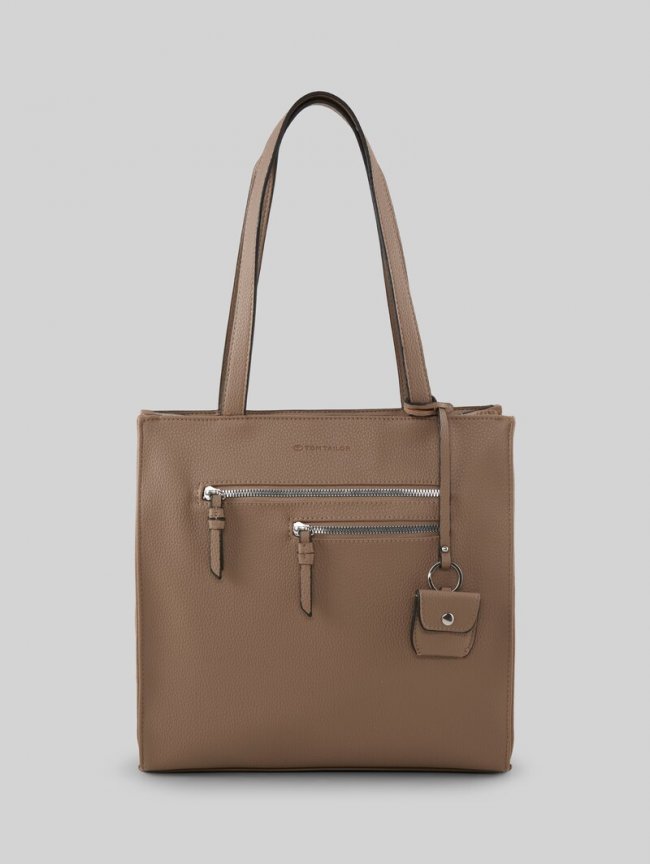 Tom Tailor TTWINONA M Shopper mit Reißverschluss-Details - Taupe / Taupe