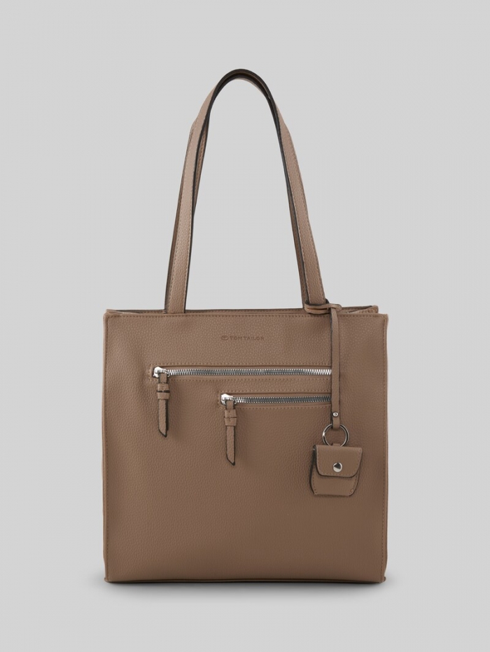 Tom Tailor TTWINONA M Shopper mit Reißverschluss-Details - Taupe / Taupe Tom Tailor TTWINONA M Shopper mit Reißverschluss-Details - Taupe / Taupe