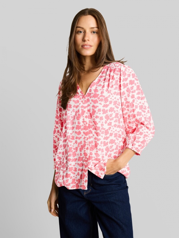 Tom Tailor Bluse aus Viskose - Coral Pink Ginkgo Minimal Tom Tailor Bluse aus Viskose - Coral Pink Ginkgo Minimal