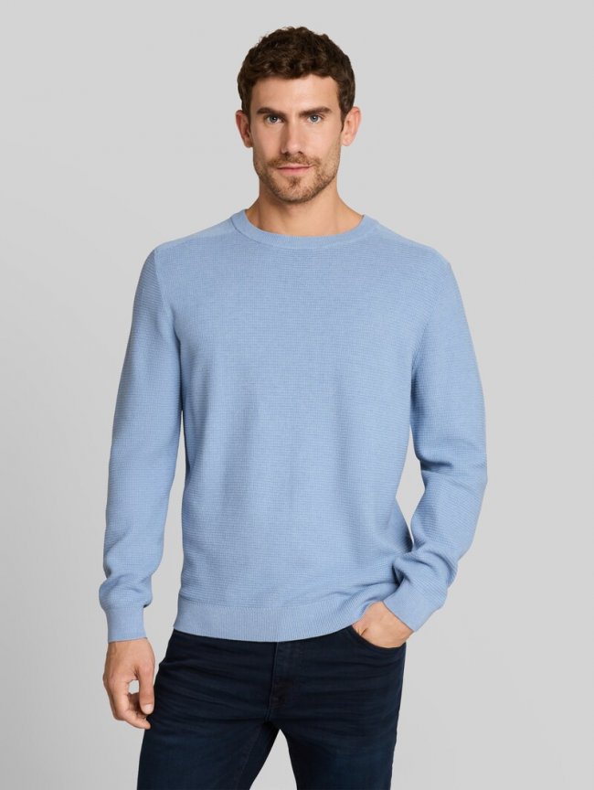 Tom Tailor Strickpullover aus Baumwolle - Pale Blue Mélange Tom Tailor Strickpullover aus Baumwolle - Pale Blue Mélange