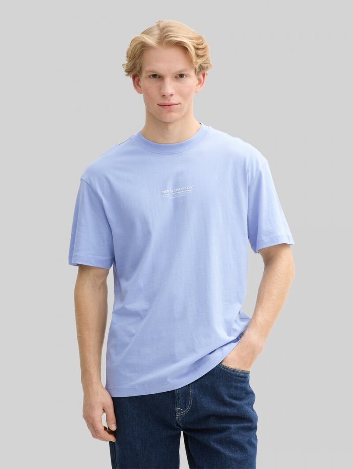 Tom Tailor Relaxed Fit T-Shirt aus Baumwolle - Brunnera Blue Tom Tailor Relaxed Fit T-Shirt aus Baumwolle - Brunnera Blue