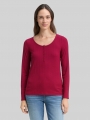 Tom Tailor Slim Fit Henley Langarmshirt - Rumba Red Tom Tailor Slim Fit Henley Langarmshirt - Rumba Red