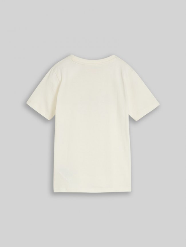 Tom Tailor T-Shirt mit Fußball-Print - Wool White Tom Tailor T-Shirt mit Fußball-Print - Wool White