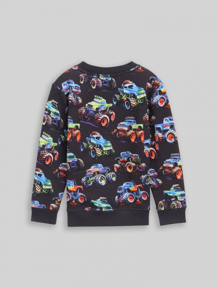 Tom Tailor Sweatshirt mit Allover-Print - Multicolor Monstertruck Design