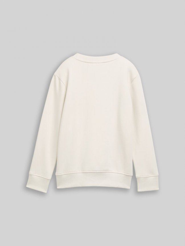 Tom Tailor Sweatshirt mit Print - Greyish White Tom Tailor Sweatshirt mit Print - Greyish White