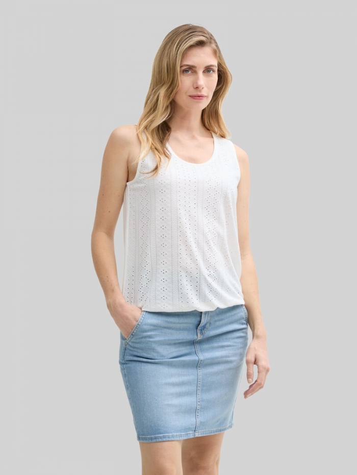 Tom Tailor Ajour Top im Material-Mix - Whisper White Tom Tailor Ajour Top im Material-Mix - Whisper White