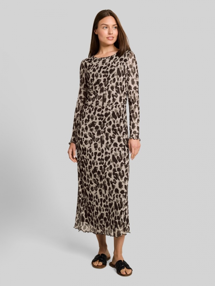 Tom Tailor Mesh Midi-Kleid mit Muster - Brown Beige Leo Print Tom Tailor Mesh Midi-Kleid mit Muster - Brown Beige Leo Print