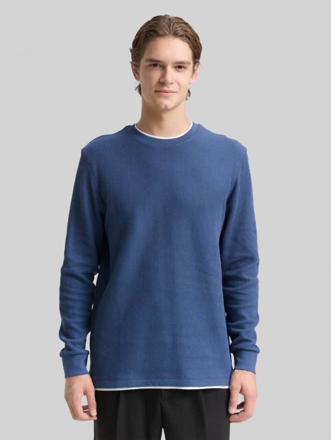 Tom Tailor Langarmshirt im 2-in-1-Look - Ocean Night Blue Tom Tailor Langarmshirt im 2-in-1-Look - Ocean Night Blue
