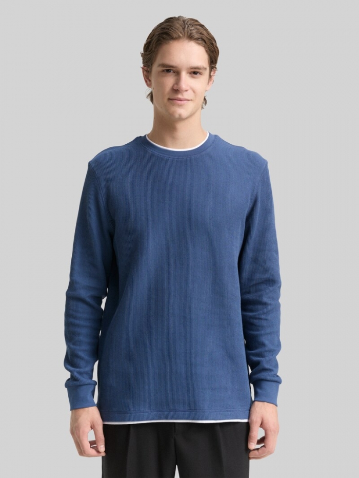 Tom Tailor Langarmshirt im 2-in-1-Look - Ocean Night Blue Tom Tailor Langarmshirt im 2-in-1-Look - Ocean Night Blue
