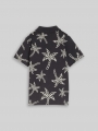 Tom Tailor Poloshirt mit Muster - Grey White Sketched Palm Trees Tom Tailor Poloshirt mit Muster - Grey White Sketched Palm Trees