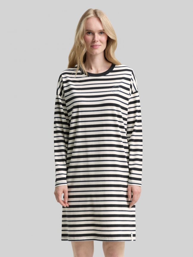 Tom Tailor Gestreiftes Nachthemd - Grey-dark-horizontal Stripe Tom Tailor Gestreiftes Nachthemd - Grey-dark-horizontal Stripe