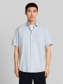 Tom Tailor Regular Fit Kurzarmhemd mit Brusttasche - Light Blue Structure