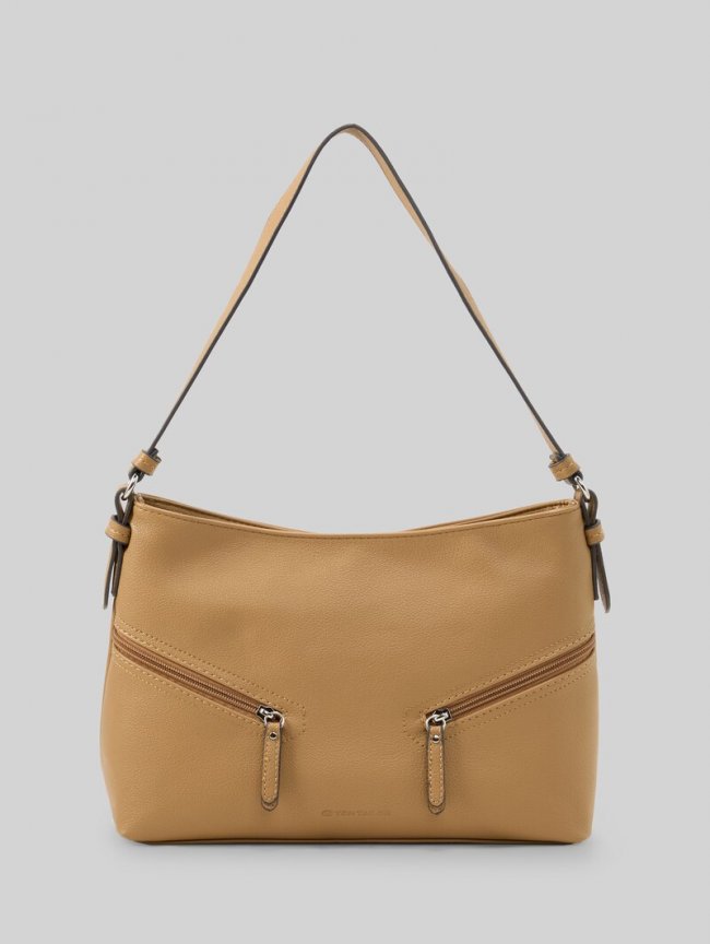 Tom Tailor TTAPOLLINE M Beuteltasche mit Reißverschluss-Details - Camel / Camel Nature Tom Tailor TTAPOLLINE M Beuteltasche mit Reißverschluss-Details - Camel / Camel Nature