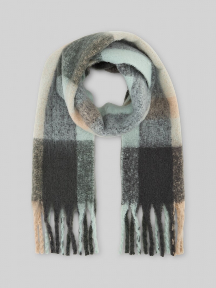 Tom Tailor Cosy Schal mit Fransen - Green Big Check Tom Tailor Cosy Schal mit Fransen - Green Big Check