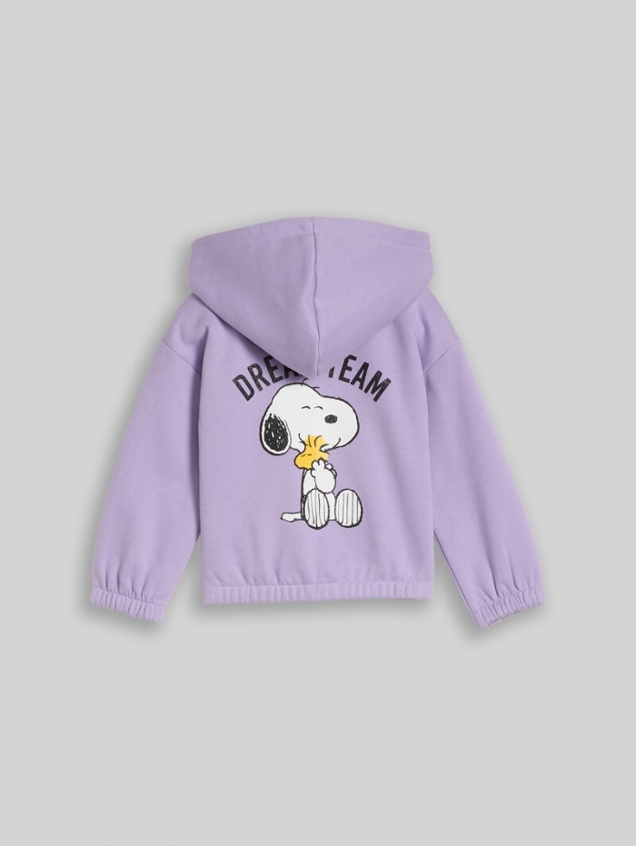 Tom Tailor Cropped Hoodie Sweatjacke mit Snoopy-Print - Sweet Purple