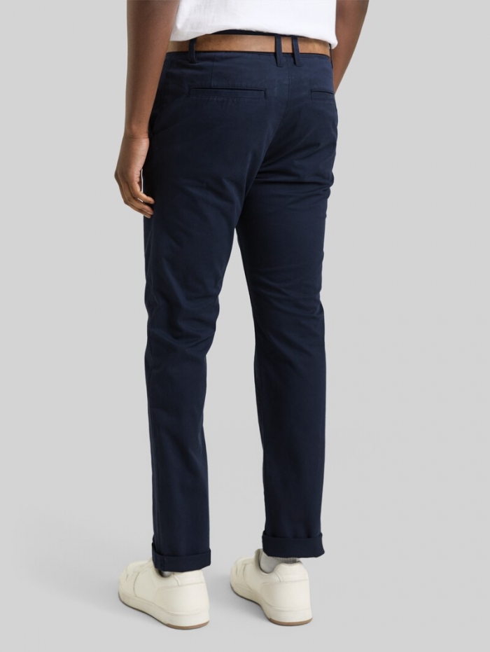 Tom Tailor Slim Chino Hose mit Gürtel - Sky Captain Blue Tom Tailor Slim Chino Hose mit Gürtel - Sky Captain Blue