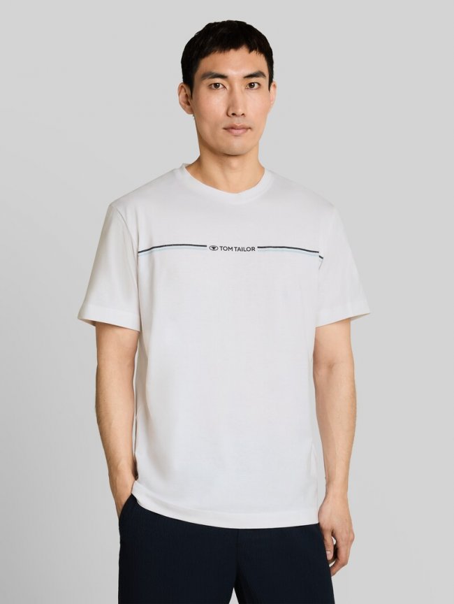 Tom Tailor T-Shirt mit Logo-Print - White