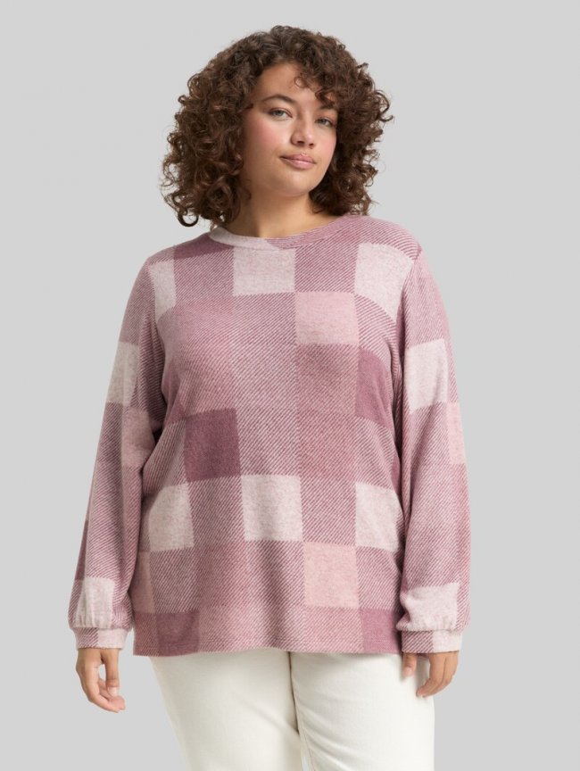 Tom Tailor Plus Size - Langarmshirt mit Muster - Berry Cosy Check Tom Tailor Plus Size - Langarmshirt mit Muster - Berry Cosy Check