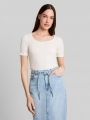 Tom Tailor Slim Fit Pointelle T-Shirt - Off White Tom Tailor Slim Fit Pointelle T-Shirt - Off White