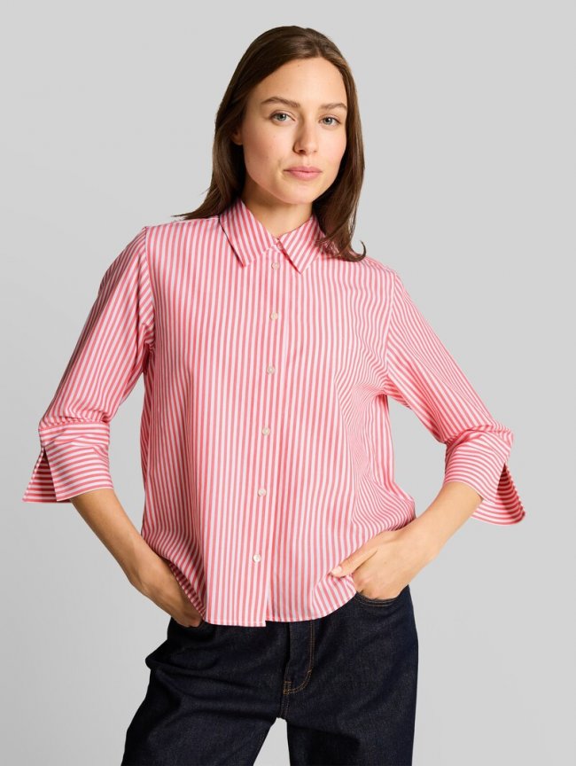 Tom Tailor Popeline Hemdbluse mit 3/4-Arm - Soft Coral White Thin Stripe Tom Tailor Popeline Hemdbluse mit 3/4-Arm - Soft Coral White Thin Stripe