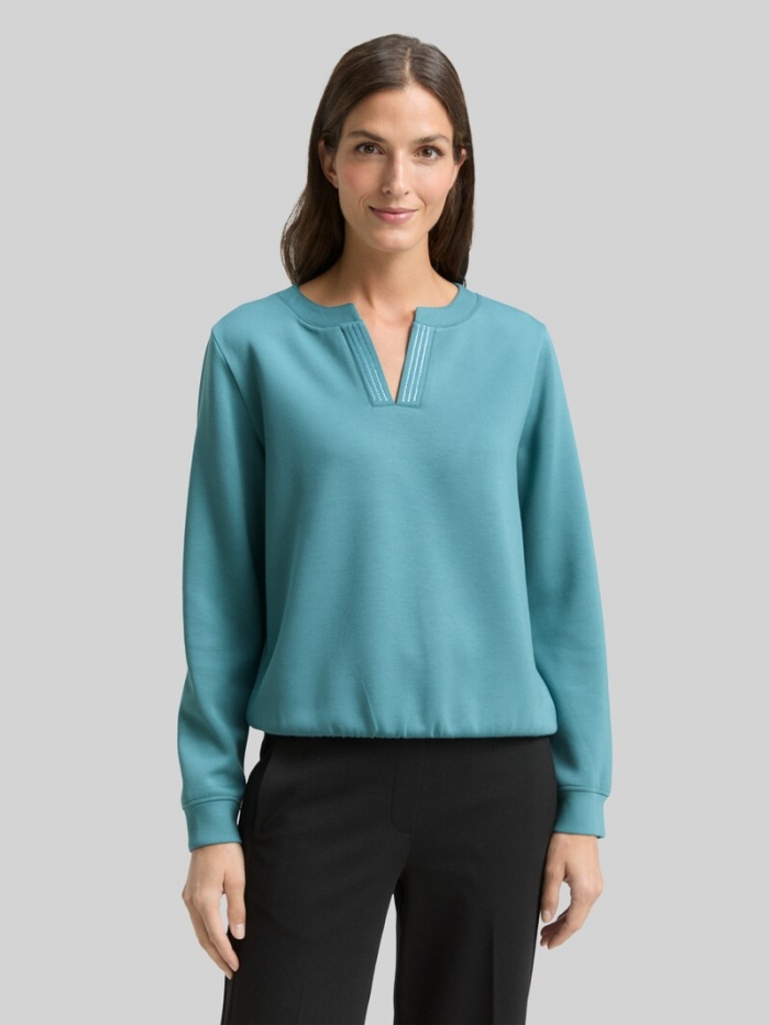 Tom Tailor Scuba Sweatshirt mit Strasssteinen - Tropical Teal