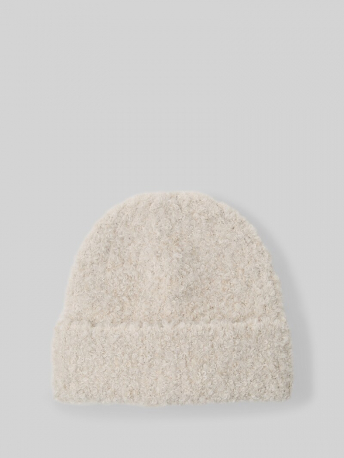 Tom Tailor Bouclé Beanie Mütze - Sand Stone Beige Melange