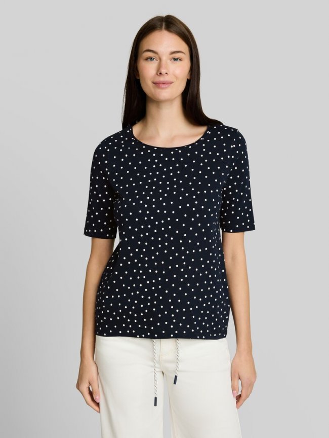 Tom Tailor T-Shirt mit Punktemuster - Navy White Small Dot Design Tom Tailor T-Shirt mit Punktemuster - Navy White Small Dot Design
