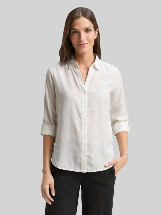 Tom Tailor Bluse mit Streifen in Glitzer-Optik - White Pinstripe With Lurex Tom Tailor Bluse mit Streifen in Glitzer-Optik - White Pinstripe With Lurex