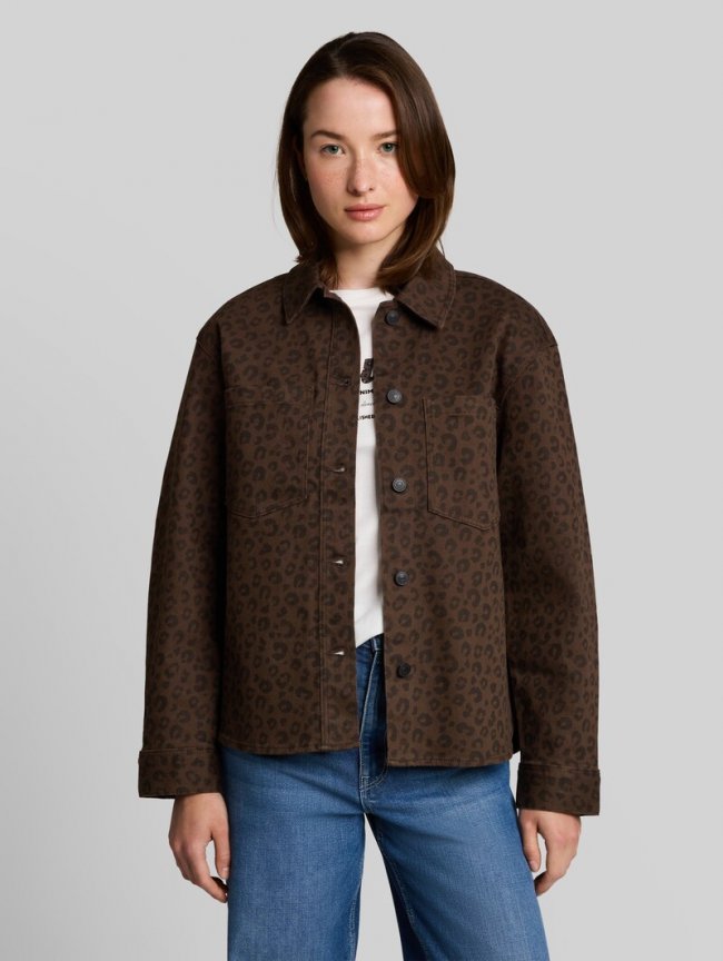 Tom Tailor Übergangsjacke mit Leo-Print - Brown Black Leo Tom Tailor Übergangsjacke mit Leo-Print - Brown Black Leo
